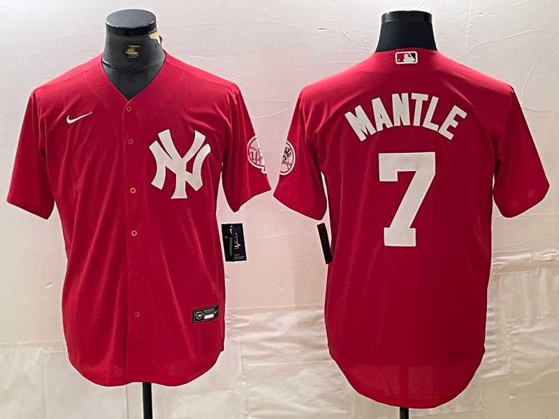 Men's New York Yankees #7 Mickey Mantle Red Fashion Cool Base Jersey,We sell and wholesale Men's New York Yankees #7 Mickey Mantle Red Fashion Cool Base Jersey on line form chian!